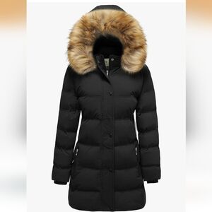 WenVen Women's Winter Long Puffer Coat Parka Jacket with Faux Fur Removable Hood